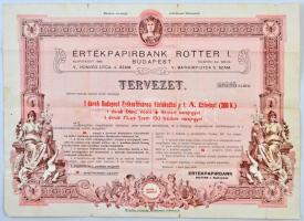 Budapest ~1930. Értékpapírbank Rotter I. tervezet kötvényről és sorsjegyekről 75P vételárban, hátoldalán a sorsjegyek húzásának időpontjai T:III ly., kis szakadás / Hungary / Budapest ~1930. Értékpapírbank Rotter I. draft about 75 Pengő worth of bond and lottery tickets, with the drawing dates on the back C:F hole, small tear