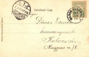 Marosvásárhely, Targu Mures; Református templom, Holbach Ede kiadása. Angyalos keretes litho / Calvi...