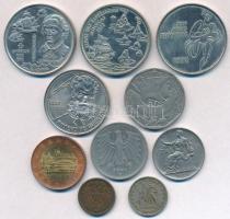 10db-os vegyes külföldi fémpénz tétel, közte Németország 1991D 5M Cu-Ni; Olaszország 1924R 1L Ni; Po...