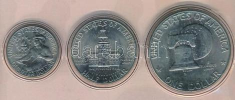 Amerikai Egyesült Államok 1976D 1/4$ + 1/2$ + 1$ "Bicentennial kiadások" vákuumcsomagolásb...