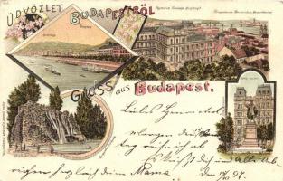 1897 (Vorläufer!) Budapest, Főgimnázium, Gellérthegy, Eötvös szobor. Kunstasntalt Rosenblatt Art Nouveau litho (EK)