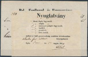 1849 Győr, 2 db katonai irat: igazolás beszolgáltatásról ill. elismervény beszállásolásról