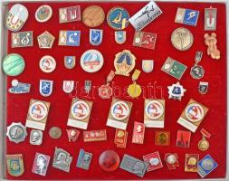 57db-os szovjet jelvény és kitűző tétel; 20db Lenin tematikájú és 37db olimpiai, illetve sport tematikájú T:2 57pcs of Soviet badges and pins; 20pcs of Lenin and 37pcs of olympic and sport themed C:XF