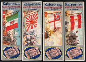 cca 1915 4 db Kaiser-féle mellkaramella reklám könyvjelző háborús motívumokkal