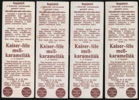 cca 1915 4 db Kaiser-féle mellkaramella reklám könyvjelző háborús motívumokkal