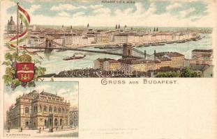 Budapest, címeres floral litho. Schwidernoch