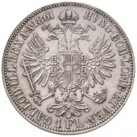 Ausztria 1861A 1 Fl Ag "Ferenc József" (12,36g) T:1- kis ph. / Austria 1861A 1 Florin Ag &...