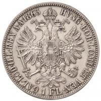 Ausztria 1863A 1 Fl Ag "Ferenc József" (12,33g) T:1- kis ph. / Austria 1863A 1 Florin Ag &...