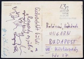 cca 1970 a Bergendy együttes tagjainak aláírása levelezőlapon