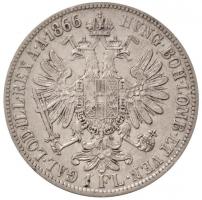 Ausztria 1866A 1Fl Ag "Ferenc József" (12,20g) T:2 kis ph., kis patina / Austria 1866A 1 F...