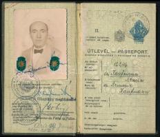 1937 Bp., A Magyar Királyság által kiállított fényképes útlevél izraelita vallású egyén számára / Hu...
