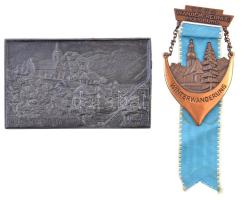 Ausztria 1972. "Moosburg Wanderfreunde - Ramsau - Winterwanderung" Br túrajelvény szalaggal (50x64mm) + 1909. "Haller Kränzchen 1909" Br plakett (65,5x106mm) T:2  Austria 1972. ""Moosburg Wanderfreunde - Ramsau - Winterwanderung" Br tour badge with ribbon (50x64mm) + 1909. "Haller Kränzchen 1909" Br plaque (65,5x106mmm) C:XF