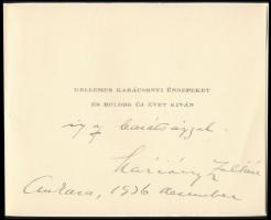 1936 Az ankarai magyar nagykövetség épületének fotója, üdvözlőlapban, belül Máriássy Zoltán nagyköve...