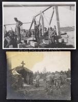 cca 1916-1940 2 db katonai fotó: tábori mise, utászok, hátuljukon feliratozva, 9×14 cm