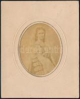 cca 1860 Erzsébet királyné eredeti fényképe, papírkép keretben / Original photo of Queen Elisabeth(Sisy), in paper frame, 10x12 cm