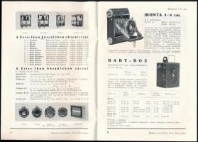 1934 Bp., Zeiss Ikon fényképezőgépek katalógusa, képekkel, árjegyzékkel, 27 p