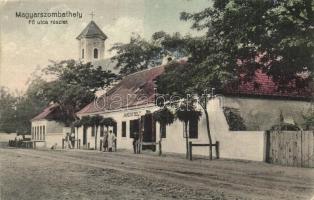 Magyarszombathely, Fő utca részlete, Hangya bolt 1921 144. sz. Kossuth Cserkészcsapat Cegléd So. Stpl