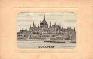 Budapest I. Királyi vár; Grainer-féle gobeline képeslap / textile card