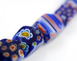 Millefiori karkötő ezüst (Ag.) kapoccsal, egyik szemen apró csorbával, 11+2 db üvegszemmel, jelzett ...