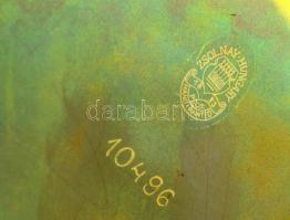 Zsolnay füles tál, eozin mázas, jelzett, hibátlan, 23×14 cm, m:9 cm