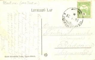1916 Vámosmikola, utcakép emberek csoportképével, Háttérben Grossmann Lajos üzlete, saját kiadása (E...