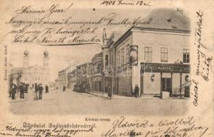 1902 Székesfehérvár, Kórház utca, Zsinagóga, Deutsch Manó fia kereskedése; kiadja Eisler Adolf (EK)