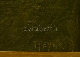 Heyer Artúr (1872-1931): Vadászkutya. Olaj, falemez, jelzett, keretben, 20×33 cm