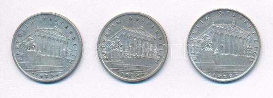 Ausztria 1924-1926. 1Sch Ag (3xklf) T:1-,2 Austria 1924-1926. 1 Schilling Ag (3xdiff) C:AU,XF Krause KM#2835, KM#2840