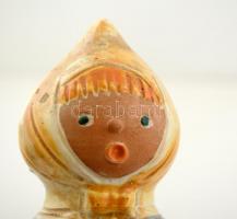 Kiss Roóz Ilona (1920-2010): Figurális párologtató. Festett mázas kerámia, hibátlan, jelzett, m:16 c...