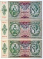 1936. 10P (7x) "*078" csillagos sorozatszámmal, sorszámkövetők T:I,I- / Hungary 1936. 10 P...