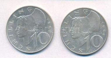 Ausztria 1957-1958. 10Sch Ag (2x) T:2,2- kis karc Austria 1957-1958. 10 Schilling Ag (2x) C:XF,VF scratch Krause  KM#2882