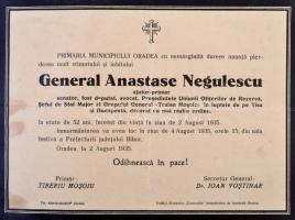 1935 Anastase Negulescu (1883-1935), Nagyvárad helyettes polgármesterének temetéséről készített fotó...