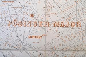 Buda helyrajzi térkép részlet (Pösinger majos, Magasút és környéke), lépték nélkül, 47,5×40 cm