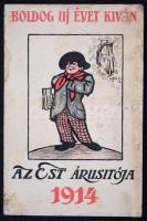 1914 Az Est 1914-es naptár, kissé foltos, ceruzás bejegyzésekkel, 12x8 cm.