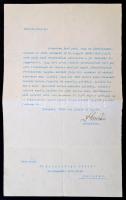 1919 A budapesti törvényszék másodelnökének gépelt, aláírt levele Moldován István törvényszéki bírónak bírói illetmény kifizetéséről