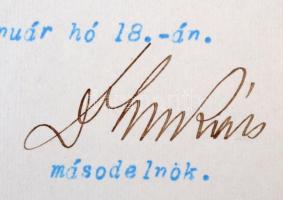 1919 A budapesti törvényszék másodelnökének gépelt, aláírt levele Moldován István törvényszéki bírón...