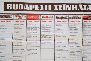 1974 A budapesti színházak nagyméretű műsoros plakátja, 70×100 cm