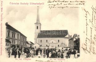 Székelyudvarhely, Odorheiu Secuiesc; Református templom, Márk Testvérek kiadása / Calvinist church (fl)