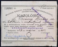 1929 Tengerhajózási igazolójegy a budapest-esztergomi vonalra Lovászy Márton (1891-1975) az esti Kur...