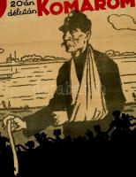 1918 Katonaünnep Komáromban. Nagyméretű litografált plakát. Bródmann 1918 jelzéssel a Kunossy nyomdá...