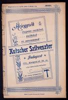cca 1900-1910 Kutscher Szilveszter cipész árjegyzéke. Bp., Hungária Könyvnyomda, 67 p. Kissé szakadt papírkötés.