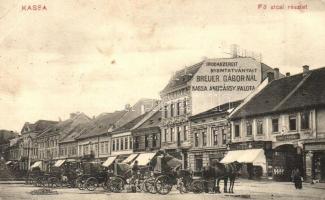 Kassa, Kosice; Fő utca, Breuer Gábor, Holzer Simon, Berkovits József és Weiner Izsó üzlete / street view with shops (EK)