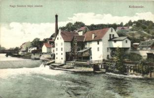 Kolozsvár, Cluj; Nagy Szamos folyó a malommal. Schuster Emil kiadása / river with mill