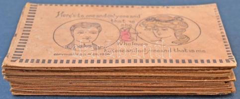 21 db hosszú címzéses bőrből készült képeslap humoros amerikai grafikákkal / 21 pre-1910 custom made...
