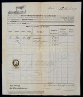 1869 Donau-Dampfschiffharts-Gesellschaft fuvarlevele, díszes fejléces papíron, 5 kr. illetékbélyegge...
