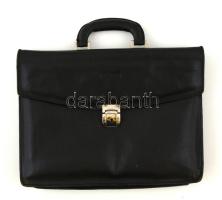 Rialto fekete bőr férfi aktatáska, kis kopásnyomokkal, 36x26x6 cm