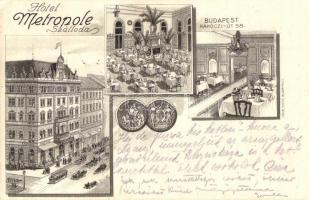 Budapest VII. Rákóczi út 58. Hotel Metropole szálloda, kávéház, belső, kiadja Pápai Ernő (EK)