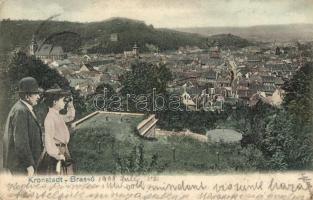 Brassó, Kronstadt, Brasov; látkép, pár távcsővel / panorama, couple with binoculars (Rb)