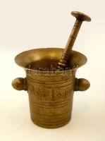 Réz mozsár törővel, m:11 és 18 cm