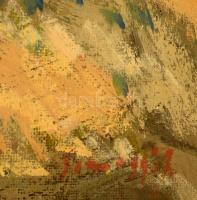 Somogyi János (1928-2010): Földeken. Olaj, farost, jelzett, keretben, 50×70 cm